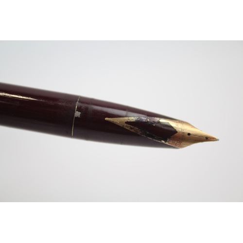 495 - Vintage SHEAFFER PFM Pen For Men Burgundy FOUNTAIN PEN w/ 14ct Gold Nib Etc