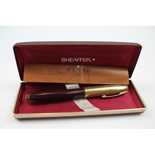 495 - Vintage SHEAFFER PFM Pen For Men Burgundy FOUNTAIN PEN w/ 14ct Gold Nib Etc