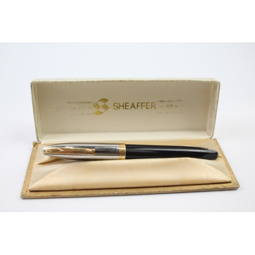 496 - Vintage SHEAFFER PFM Pen For Men Black FOUNTAIN PEN w/ 14ct Gold Nib Etc