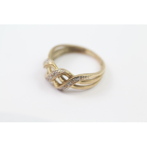 50 - 9ct Gold Diamond Weaved Ring (2.1g) Size  L
