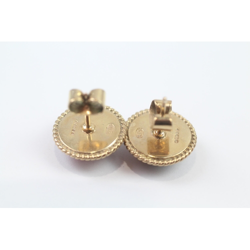 55 - 9ct Gold Rhodonite Stud Earrings (5.4g)
