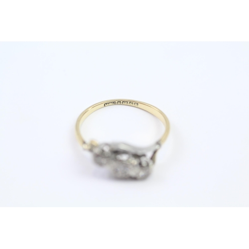 71 - 18ct Gold Antique Diamond Trilogy Bypass Ring (2.7g) Size  N