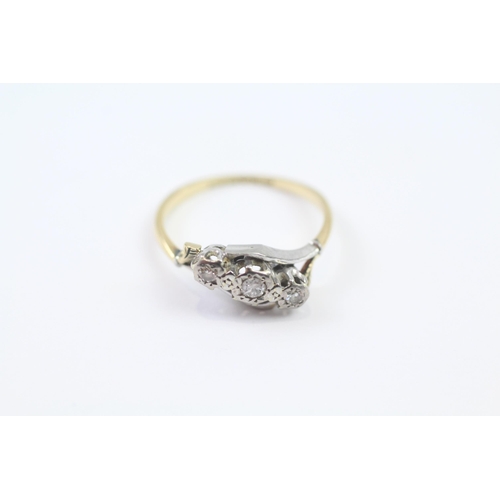 71 - 18ct Gold Antique Diamond Trilogy Bypass Ring (2.7g) Size  N