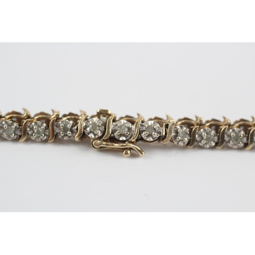 91 - 9ct Gold Diamond Fancy Link Bracelet (6.1g)