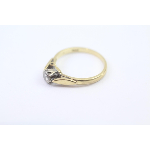 97 - 18ct Gold Vintage Diamond Set Solitaire Ring (2.2g) Size  L