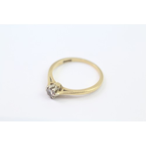 54 - 18ct Gold Antique Diamond Solitaire Ring (2.1g) Size  L 1/2
