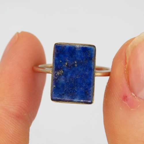 66 - 9ct Gold Lapis Lazuli Single Stone Ring (3.4g) Size  M