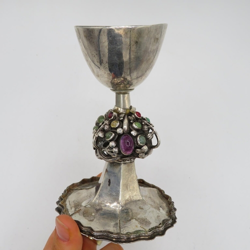 385 - Antique Arts & Crafts 1908 London Sterling Silver Chalice / Goblet (209g)