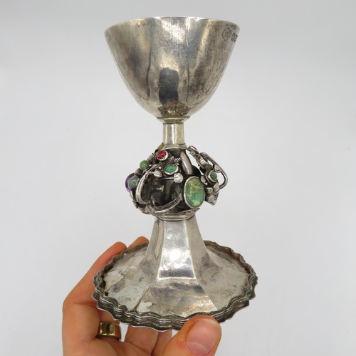 385 - Antique Arts & Crafts 1908 London Sterling Silver Chalice / Goblet (209g)