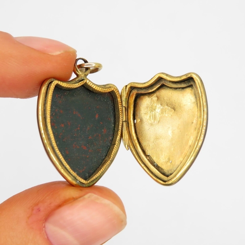 43 - 9ct Gold Antique Bloodstone Photo Locket Pendant (5.2g)