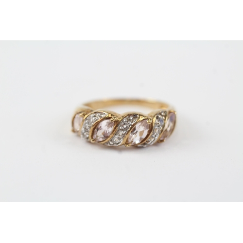 131 - 9ct gold cubic zirconia & morganite dress ring (2.9g) Size  N