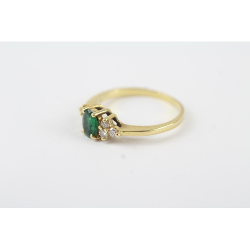 149 - 18ct gold emerald & diamond dress ring (2.4g) Size  K