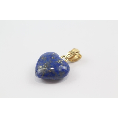 157 - 18ct gold lapis heart pendant (2.6g)