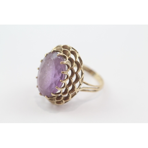 170 - 9ct gold vintage amethyst dress ring (6.2g) Size  O