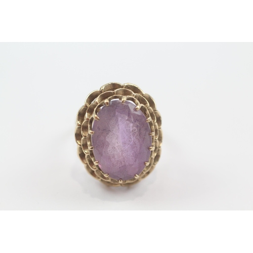 170 - 9ct gold vintage amethyst dress ring (6.2g) Size  O