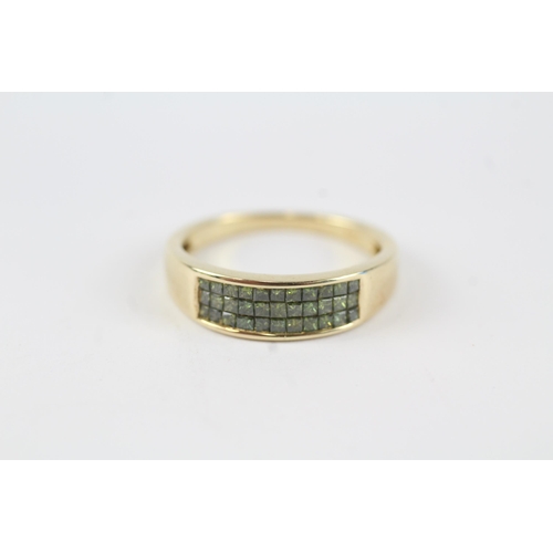 179 - 9ct gold treated green diamond ( 5 moissanite) *eternity ring (2.3g) Size  N 1/2