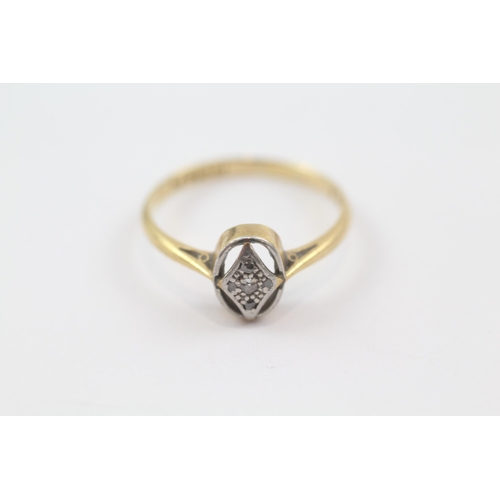 183 - 18ct gold art deco diamond platinum set ring (2.5g) Size  P 1/2