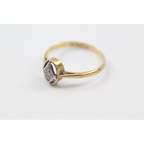 183 - 18ct gold art deco diamond platinum set ring (2.5g) Size  P 1/2