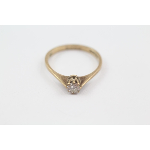 198 - 9ct gold antique diamond solitaire ring (1.5g) Size  N