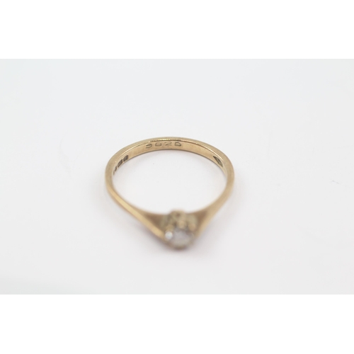 198 - 9ct gold antique diamond solitaire ring (1.5g) Size  N