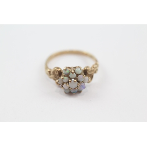 200 - 9ct gold antique opal cluster ring (2.2g) Size  L 1/2