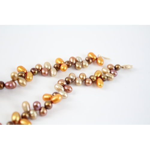 34 - 14ct gold clasped cultured pearl necklace (30.5g)