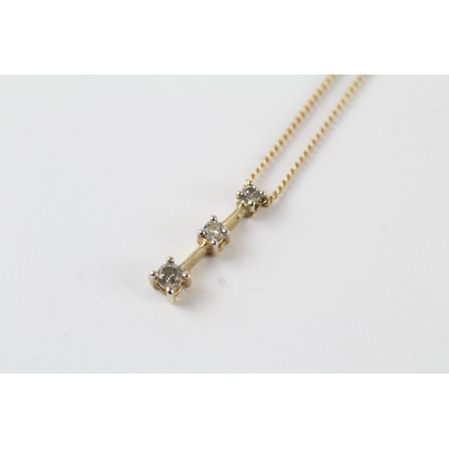50 - 9ct gold diamond drop pendant necklace (1.8g)