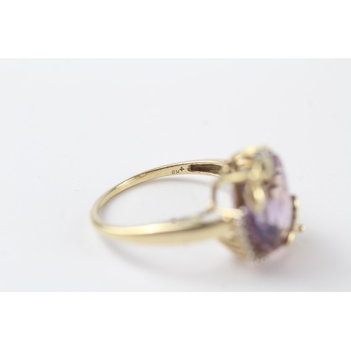 60 - 9ct gold ametrine & diamond dress ring (3.7g) Size  R