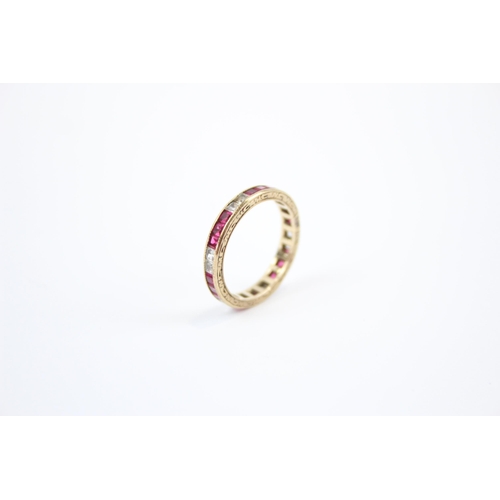 86 - 9ct gold art deco paste eternity ring (2g) Size  K