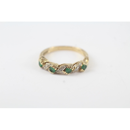 92 - 9ct gold vintage emerald & diamond dress ring (1.8g) Size  K