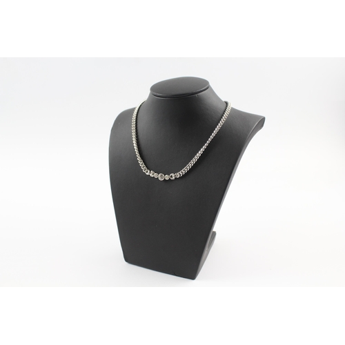 216 - Silver tone rhinestone necklace by designer Christian Dior (27g)