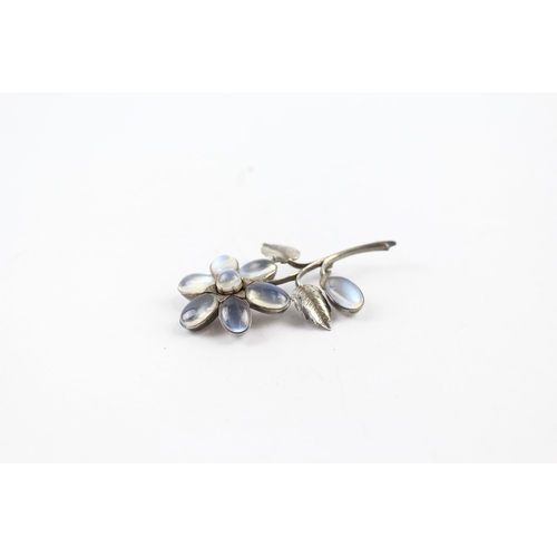 234 - Silver Moonstone floral brooch as seen (13g)