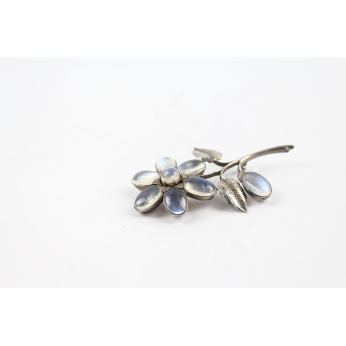 234 - Silver Moonstone floral brooch as seen (13g)