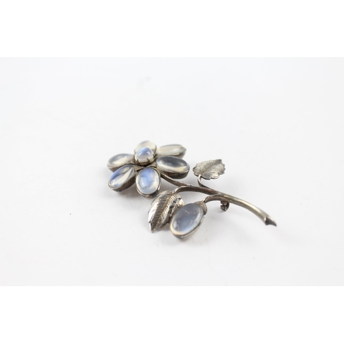 234 - Silver Moonstone floral brooch as seen (13g)