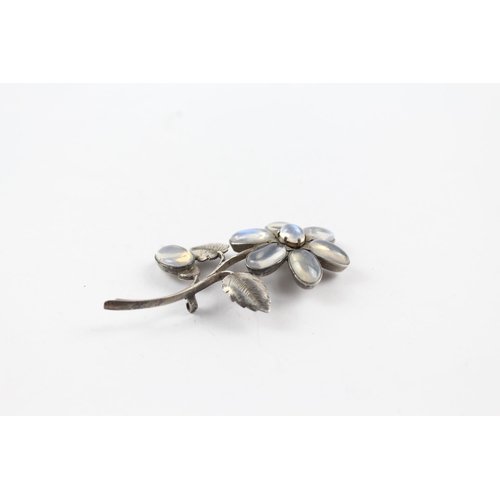 234 - Silver Moonstone floral brooch as seen (13g)