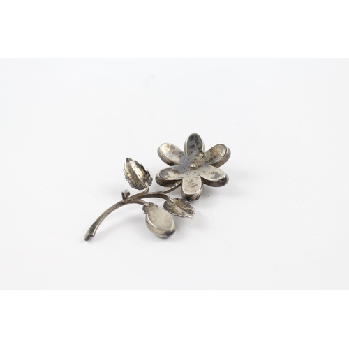 234 - Silver Moonstone floral brooch as seen (13g)