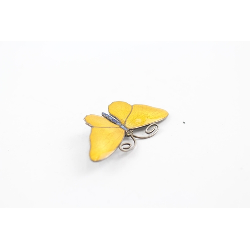 235 - Silver enamel butterfly brooch by Norwegian maker Marius Hammer (10g)