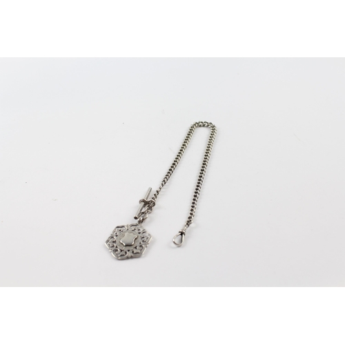 254 - Silver antique watch chain with fob (43g)