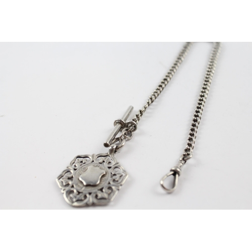 254 - Silver antique watch chain with fob (43g)