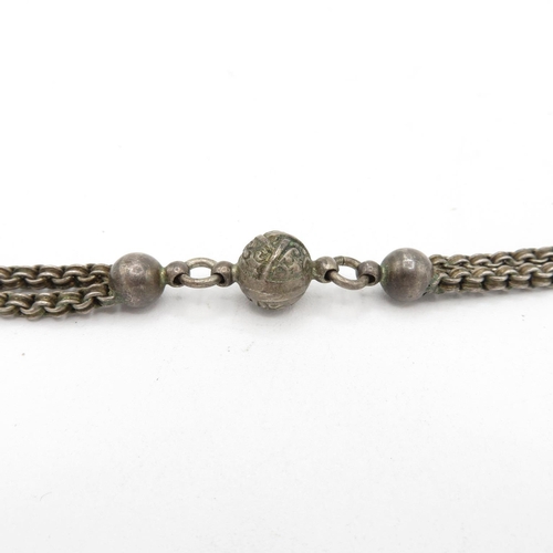 271 - Silver antique watch chain with fob (14g)