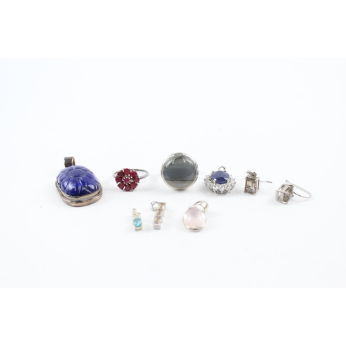 272 - A collection of silver gemstone jewellery including Lapis Lazuli (39g)