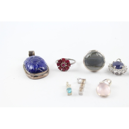 272 - A collection of silver gemstone jewellery including Lapis Lazuli (39g)