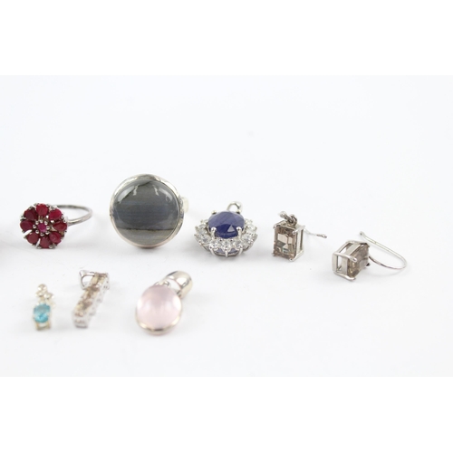 272 - A collection of silver gemstone jewellery including Lapis Lazuli (39g)