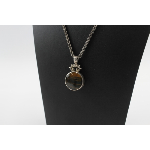 291 - Silver double sided Tigers Eye necklace by David Scott Walker (35g)