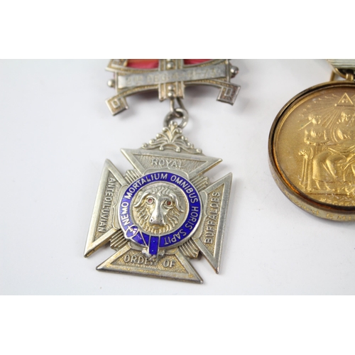 303 - 3 x Sterling Silver Masonic - RAOB Jewels 115g Inc. London Collar Jewel Charity