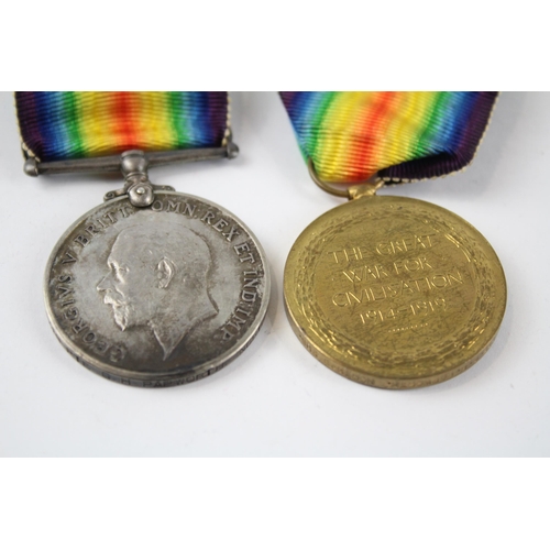 312 - WW.1 Medal Pair Named. 7-6719 Pte. G.H. Papworth Northumberland Fus.