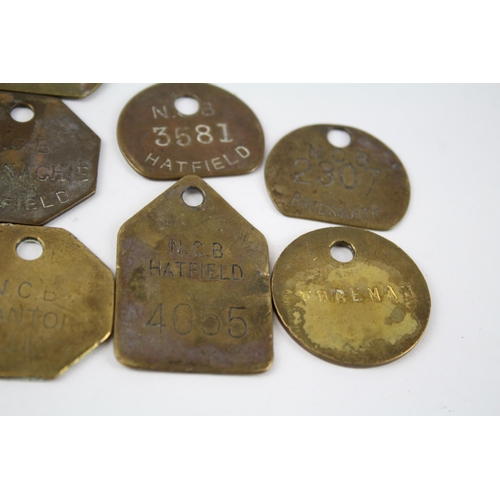 330 - 15 x Brass Colliery Pit Checks Inc. Manvers - Brodsworth - Hatfield Etc