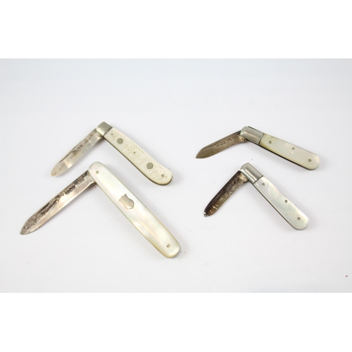 333 - 4 x Mother of Pearl Silver Bladed Fruit Knives