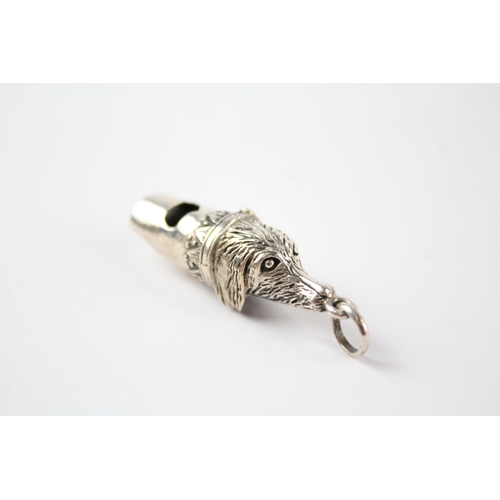 336 - Antique / Vintage .925 Sterling Silver Novelty Dog Shaped Chatelaine Whistle 10g