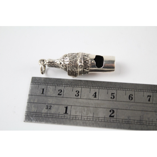 336 - Antique / Vintage .925 Sterling Silver Novelty Dog Shaped Chatelaine Whistle 10g